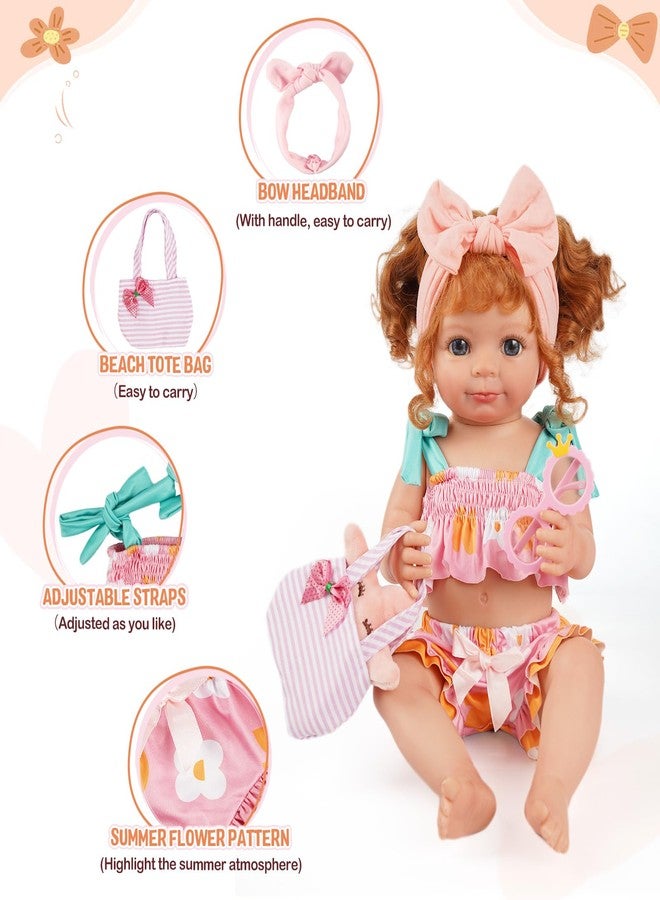 BABESIDE 7-Piece Reborn Baby Doll Clothes Set for 16-20 Inch Dolls, Washable Floral Outfit for Realistic Babydoll with Hat, Bag and Headband, Baby Doll Accessories Pretend Play Set for Kids Toddlers - Image 3